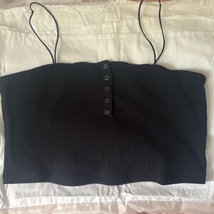 Black Ribbed Women's Top